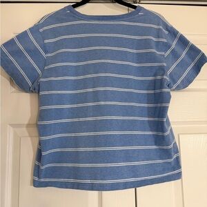 L.L. Bean Blue and White Striped Short Sleeve Tee